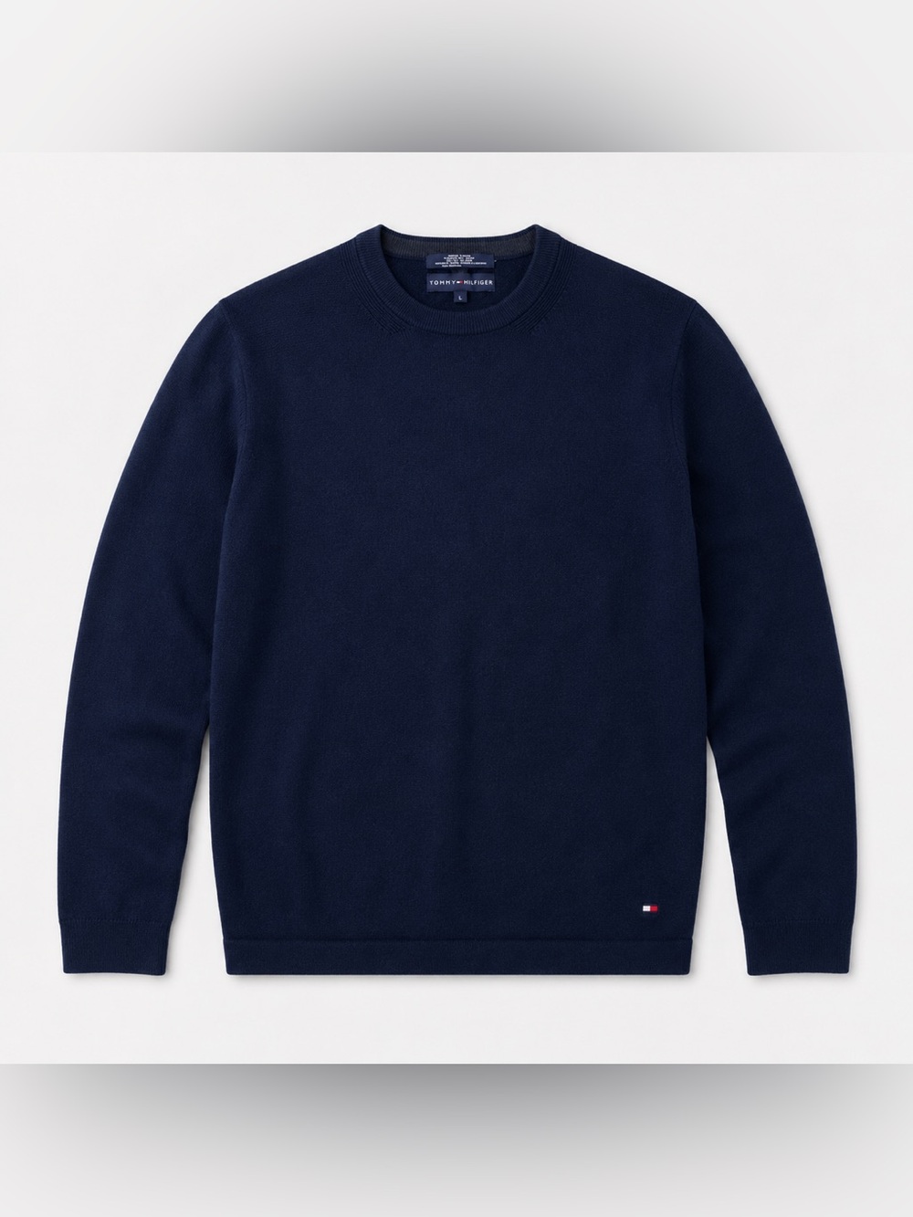 Tommy Hilfiger 100% Merino Wool Navy Blue Crew Neck Sweater